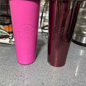 Starbucks Pink and Metallic Tumblers